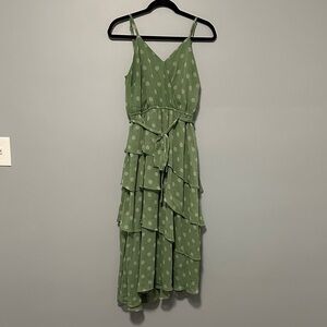 LC Lauren Conrad Green Polka Dot High Low Dress